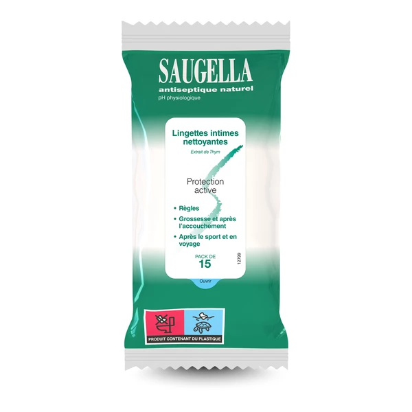 [844FgT8202938] Saugella antiseptique naturel lingettes intimes