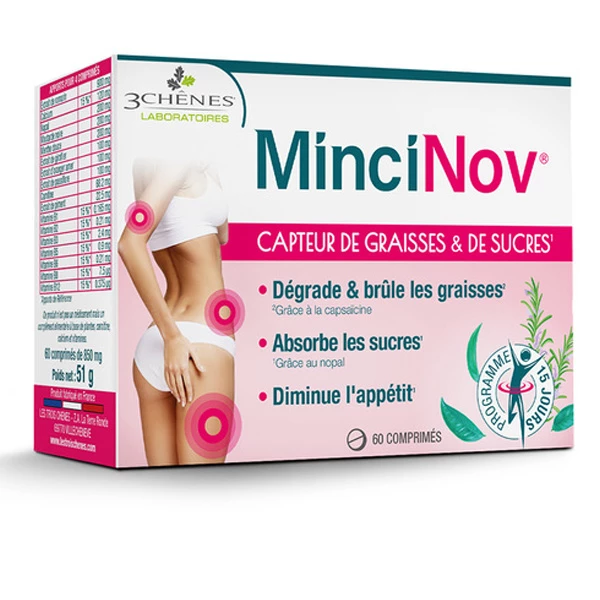 [844FgT8203040] MinciNov Capteur de graisses et de sucres comprimés