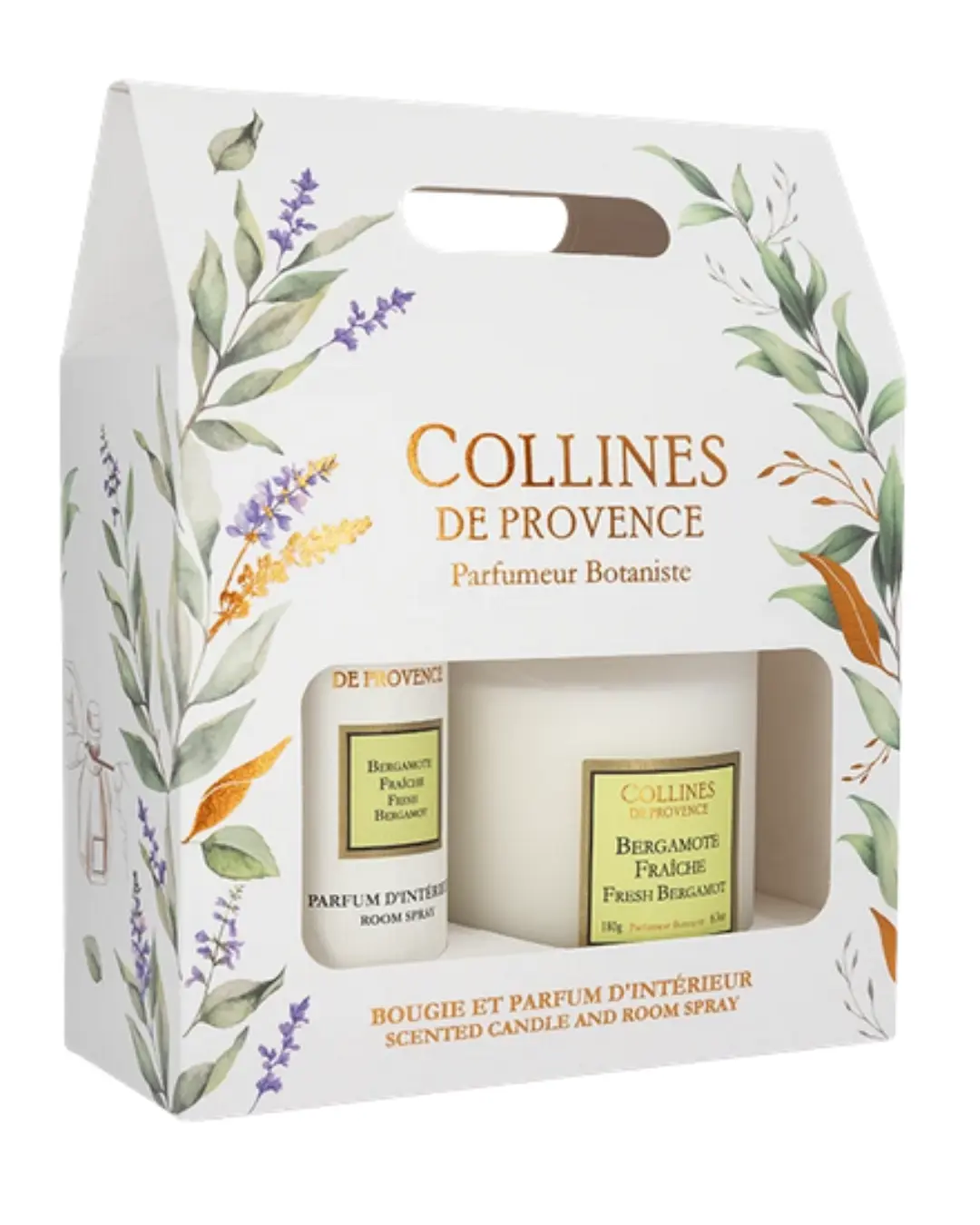 Coffret Bougie et Parfum d'Intérieur Bergamote Fraiche Collines de Provence